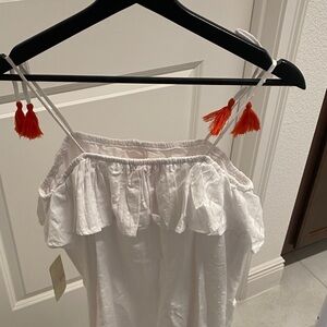 GB Girls White Dress with Orange Tassels